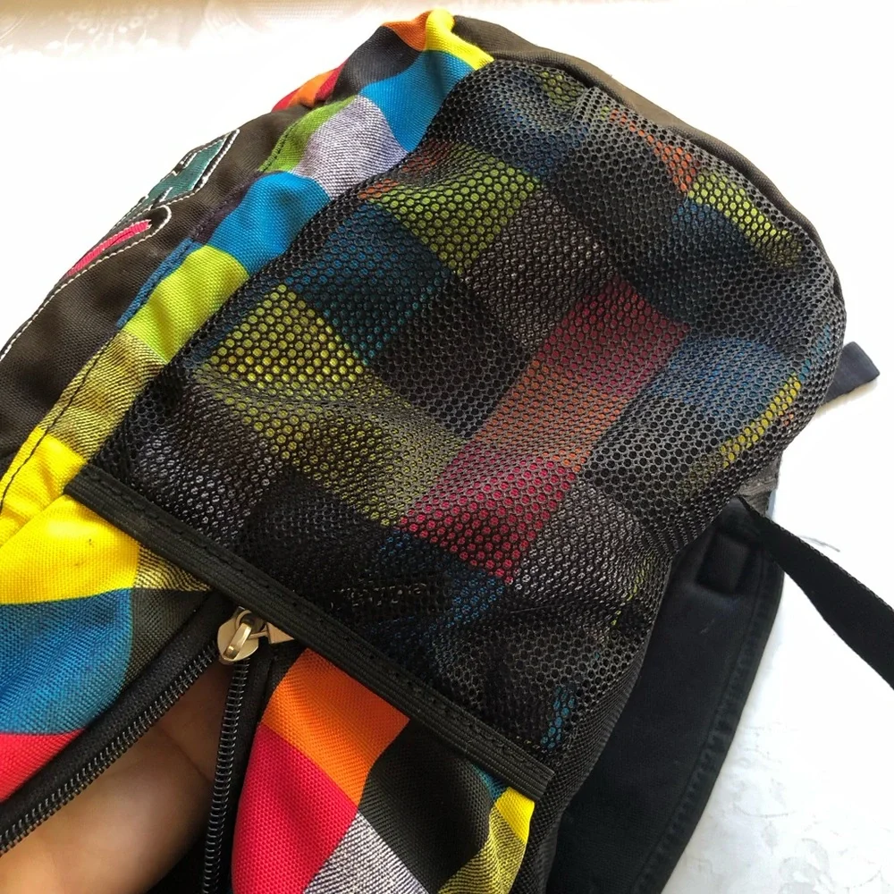 Kappa Large Logo Checkerboard Backpack Multicolored Adjustable Straps Mesh Back